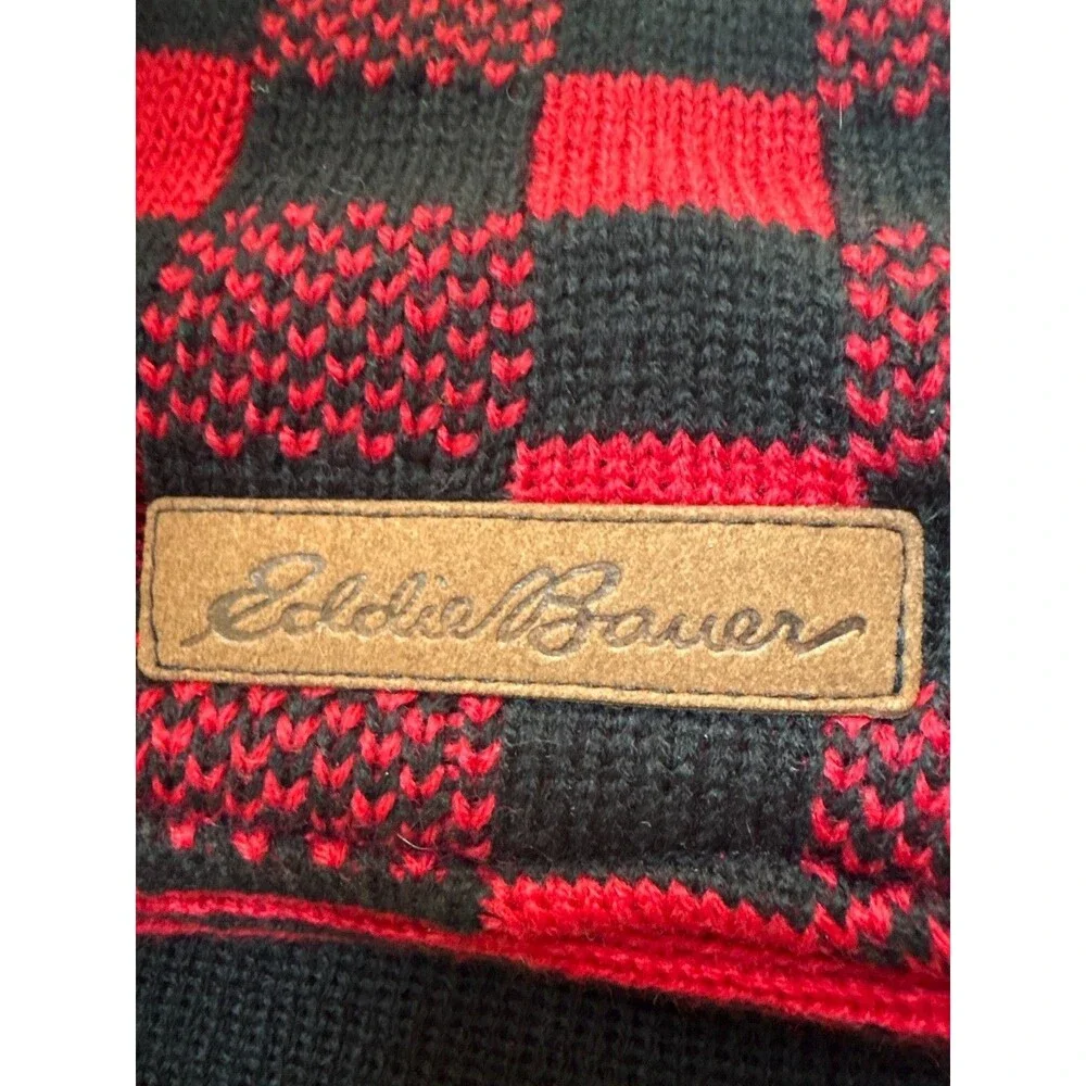Eddie Bauer Pet Dog Sweater Size Large NWT Buffalo Plaid Bear Tree Cabin Core